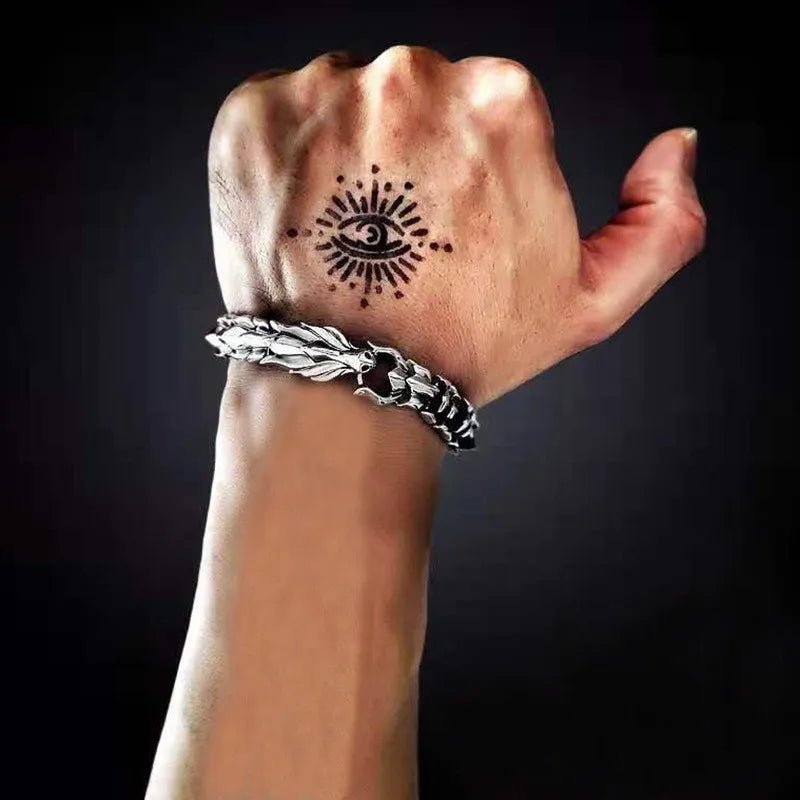 Men's Viking Dragon Bangle Bracelet Vintage Punk Style - Smarsty