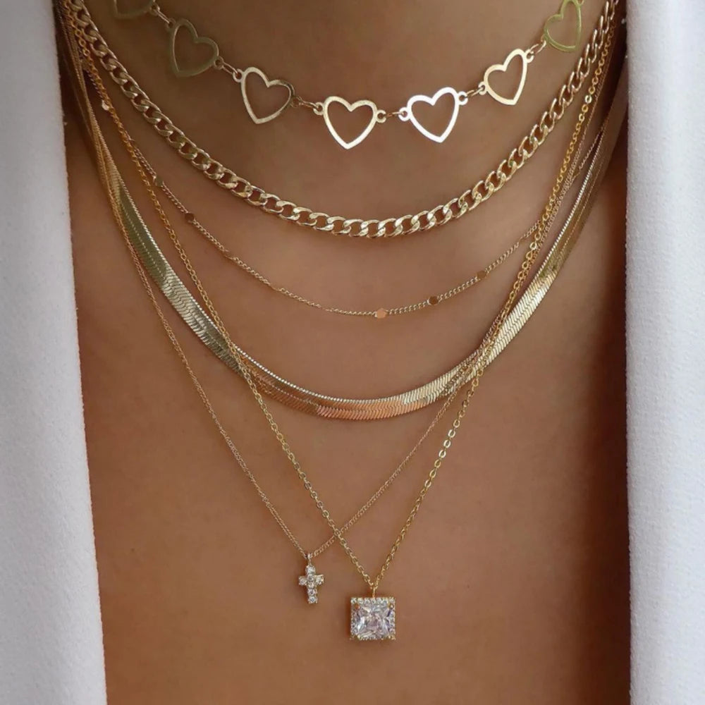 Vintage Gold Boho Layered Necklace Set for Women - Smarsty