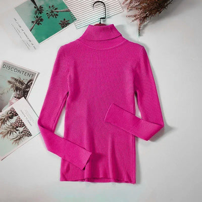 2025 Women Turtleneck Sweater Knitted Soft Pullovers Cashmere Jumpers Basic Solid Soft Sweaters Women Autumn Winter Casual Top - Smarsty