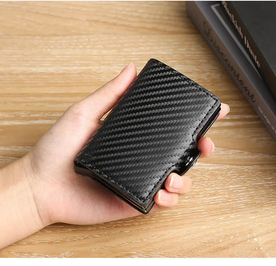 Large Capacity Double Layer ID Credit Card Holder Anti Rfid Blocking Protected Magic Wallet for Men Carbon Fiber Cardholder Case - Smarsty