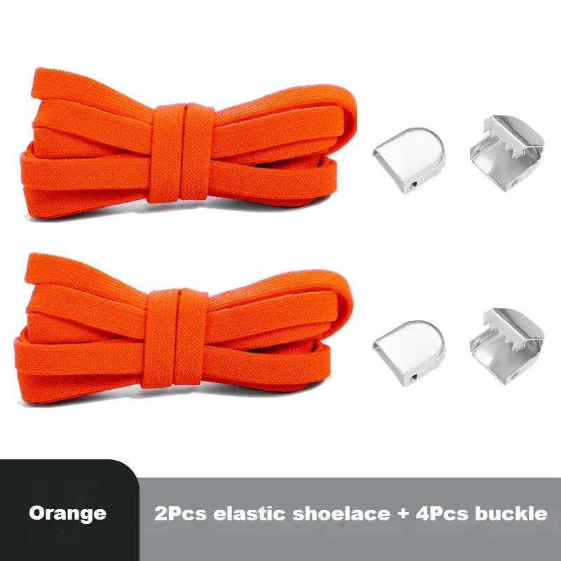 Flat Elastic Shoe Laces Sneakers No Tie Shoelaces for Shoes Tennis Quick Shoelace Clips Without Ties Shoe Accessories Kids Adult - Smarsty