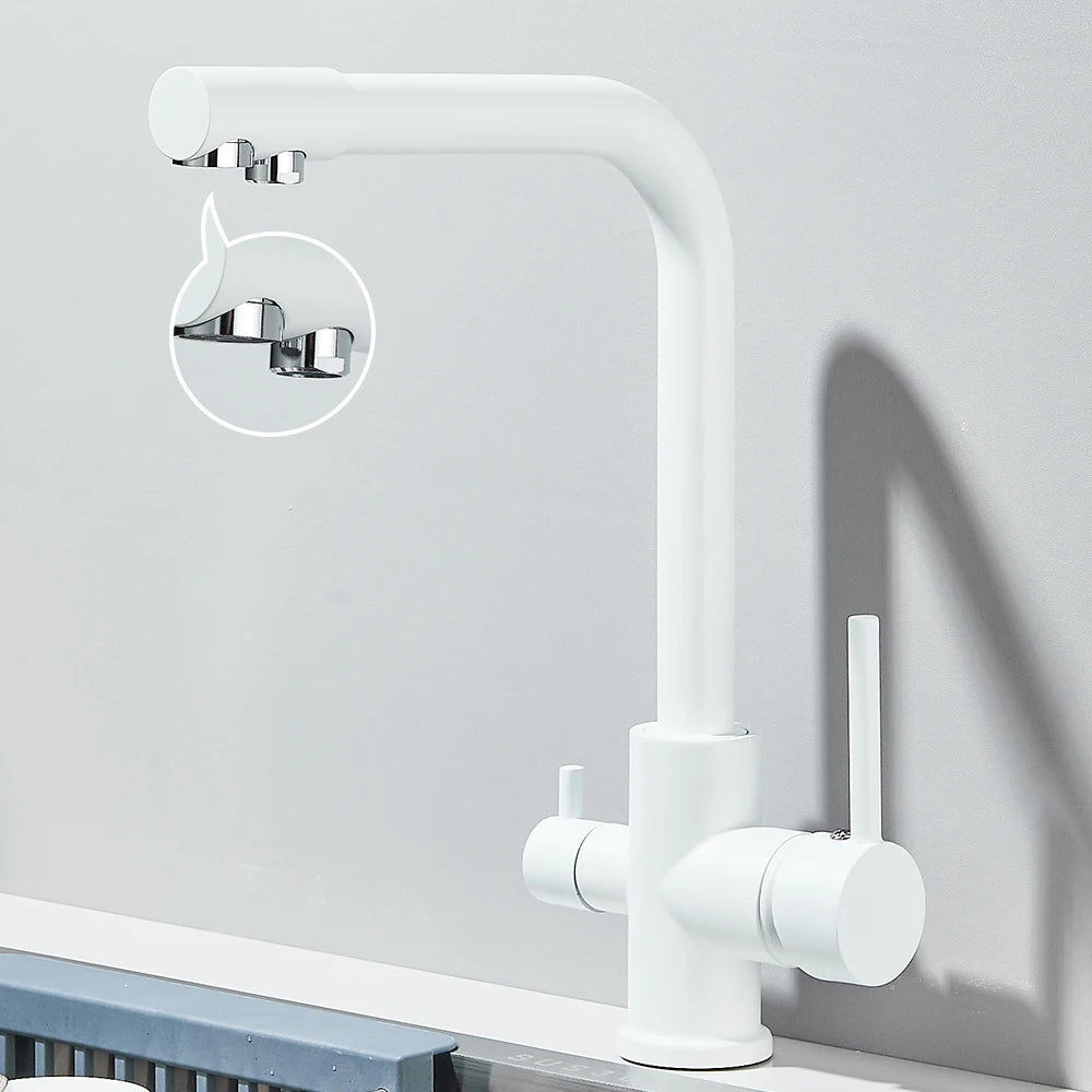 Black Grey Water Filter Kitchen Faucet with 360 Degree Rotation - Smarsty