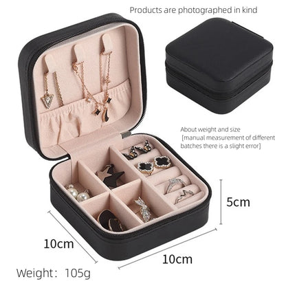 Travel Jewelry Box in Classic Black and Pink Leather - Smarsty