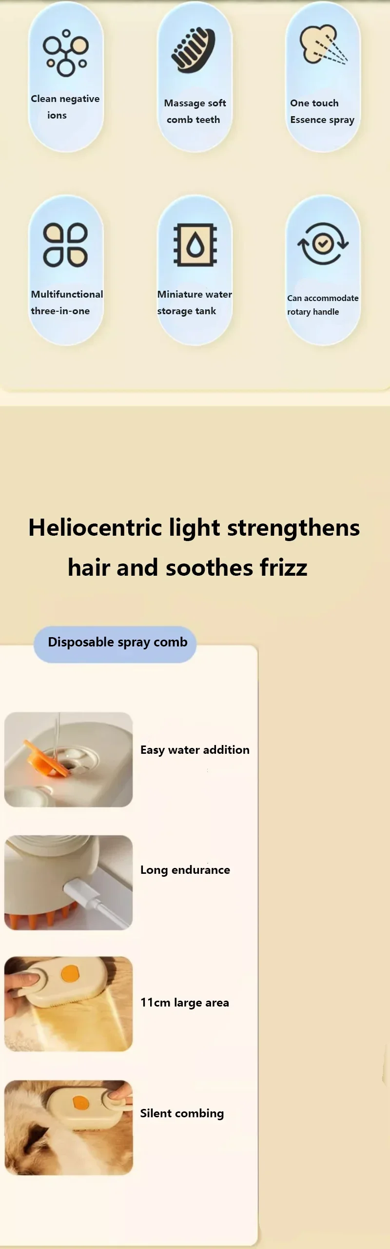 Pet Spray Hair Comb Pet Hair Remover Cleaning Brush Cats Grooming Dog Accessories Tools Dematting Water Mist Humidifier Comb
