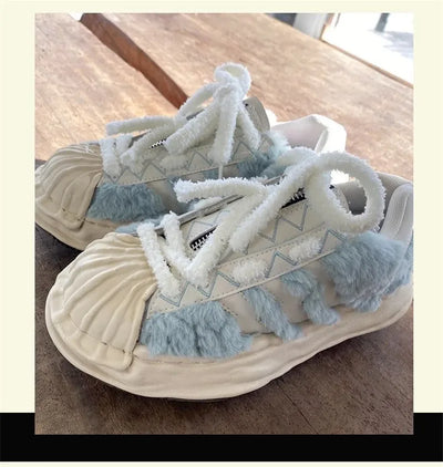 0.8cm width 1 Pair Cute Plush Sneakers Shoelaces Men Women High-top Casual Canvas  White Flat Shoes Laces Strings Accessories - Smarsty