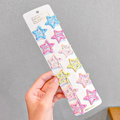 Cute Colorful Star Hair Clips Set for Girls - Smarsty