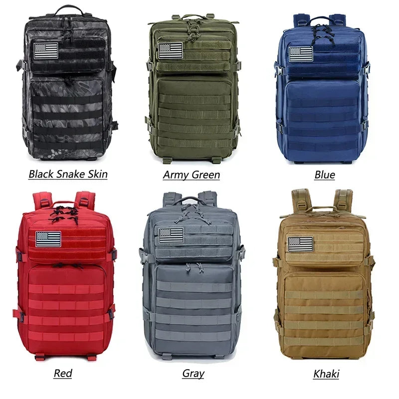 45L Tactical Backpack Large Capacity Outdoor Rucksack 3 Day Fitness Hiking Bag Hiking Camping Gear Backpacks - Smarsty