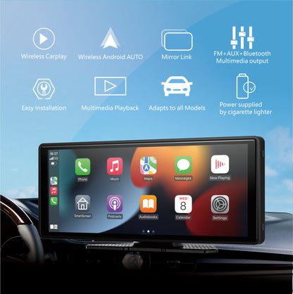 Pionray 10.26” CarPlay Android Auto Car Radio Multimedia Video Player IPS Touch Screen With AUX USB Supports Reversing Camera