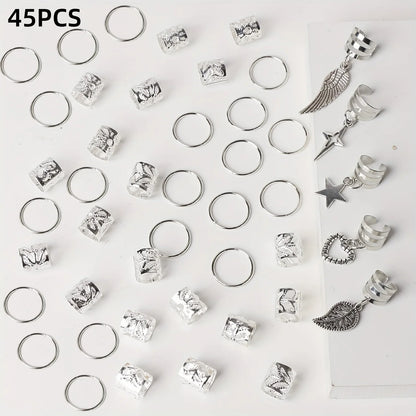 45pcs Alloy Braid Hair Rings for Stylish Dreadlocks - Smarsty