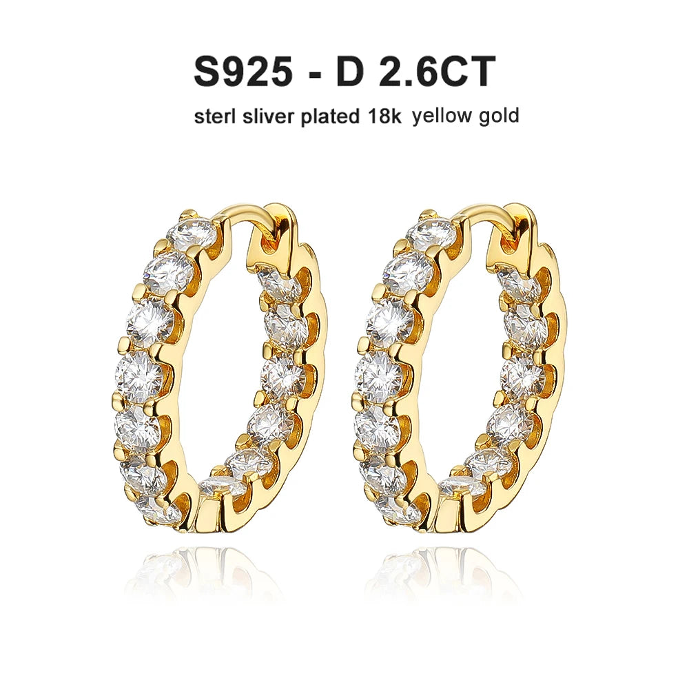 Moissanite Hoop Earrings 2.6Ct D Color Sterling Silver - Smarsty
