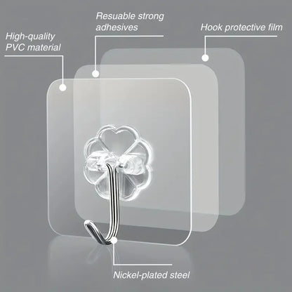 Transparent Self Adhesive Hooks for Easy Storage - Smarsty