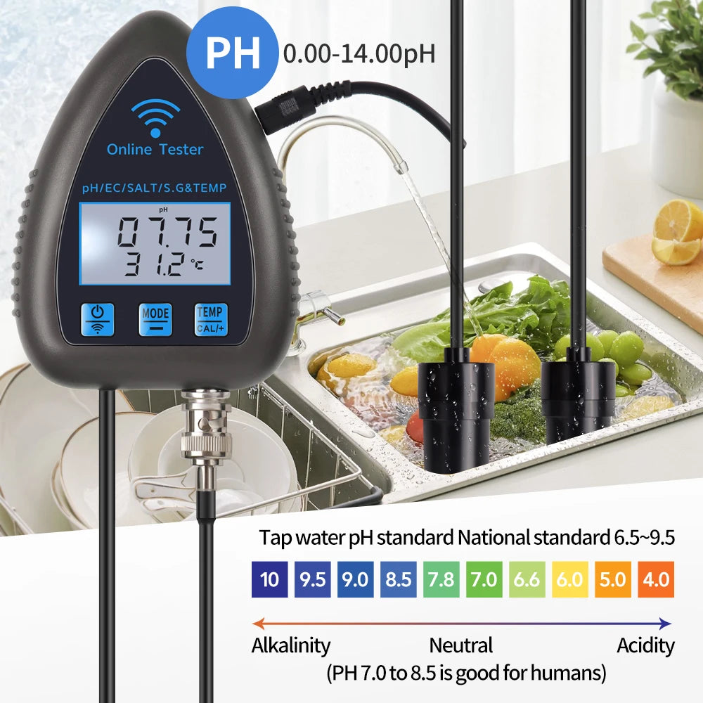 Tuya WiFi 5 in 1 Water Quality Monitor for Aquariums - Smarsty
