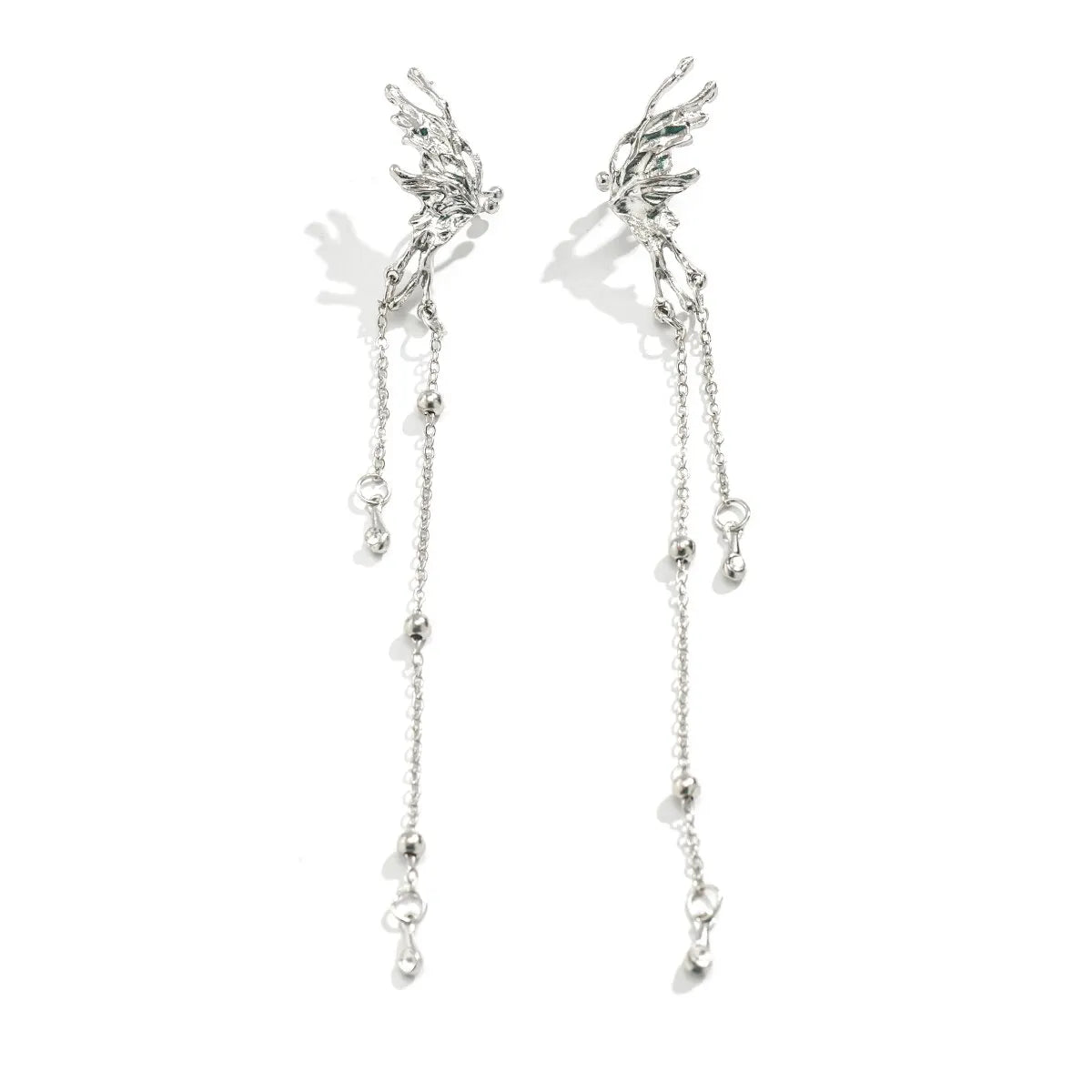 Elegant Butterfly Clip Earrings for Women with Long Tassels - Smarsty