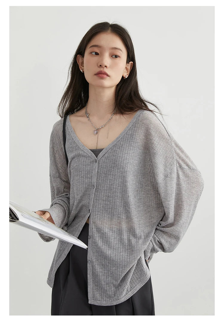 CHIC VEN Women's Cardigan New V-neck Long Sleeved Female Shirt Female Jumpers Sun Protection Woman Top Spring Summer 2024