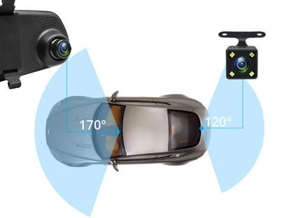 Dual Lens Dashcam With 4.3 Inch Rearview Mirror FHD 1080P - Smarsty