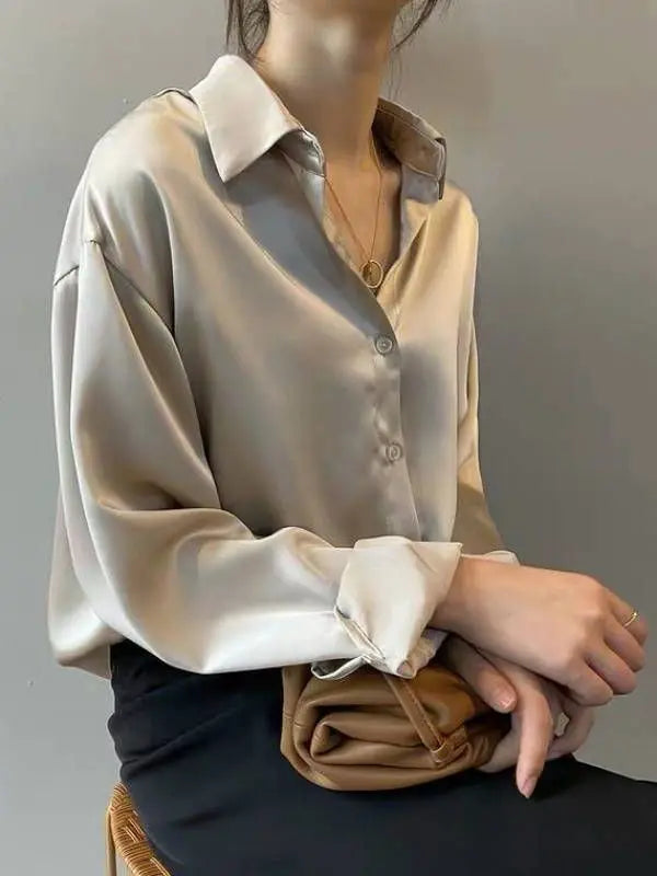 Autumn Fashion Button Up Shirt Spring Vintage Blouse Women White Lady Long Sleeves Female Loose Streetwear Shirts Design Tops - Smarsty