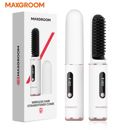 MAXGROOM Cordless Ionic Hair Straightener Brush Fast Heating - Smarsty
