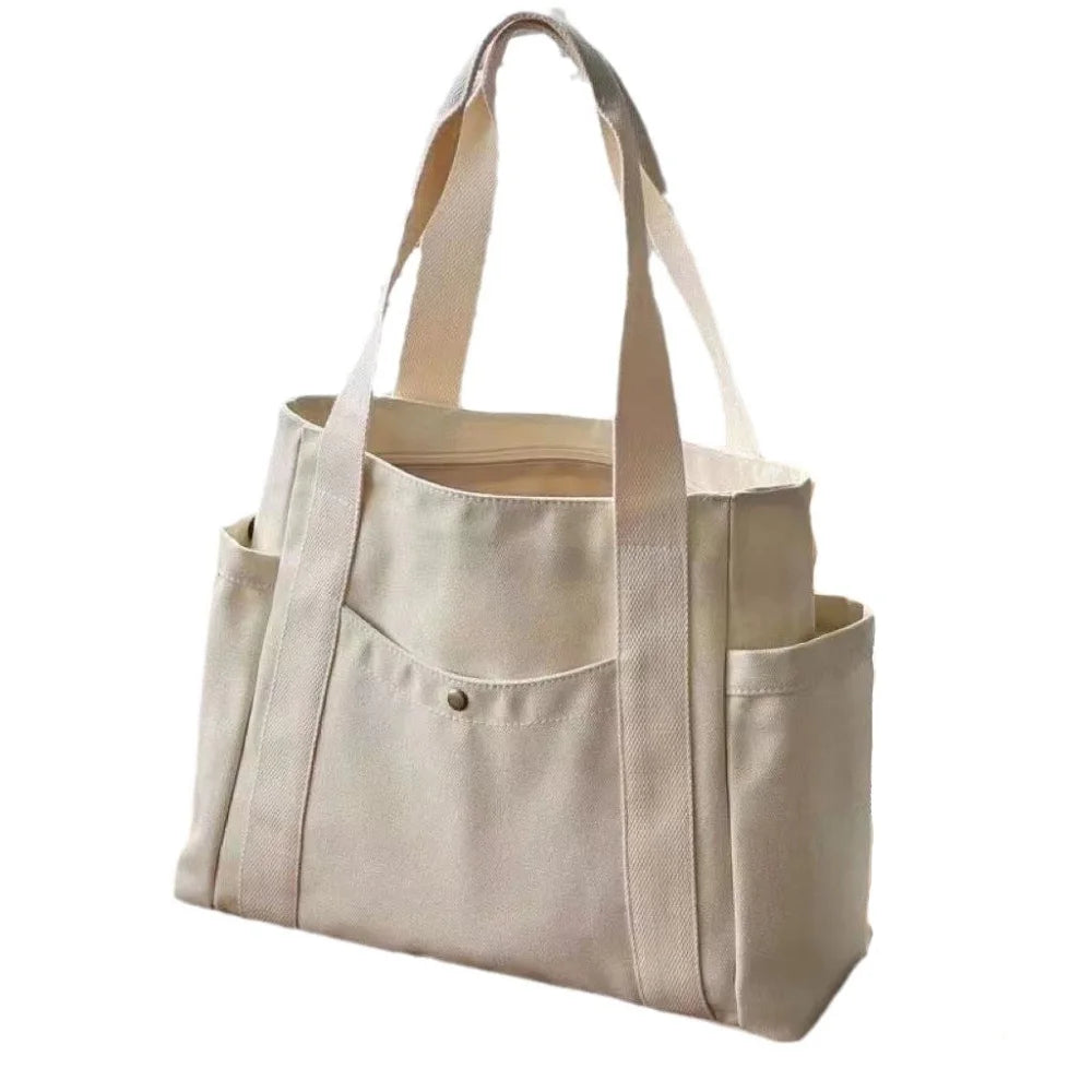 Large Capacity Canvas Tote Bags for Work Commuting Carrying Bag College Style Student Outfit Book Shoulder Bag Shopping Bag - Smarsty
