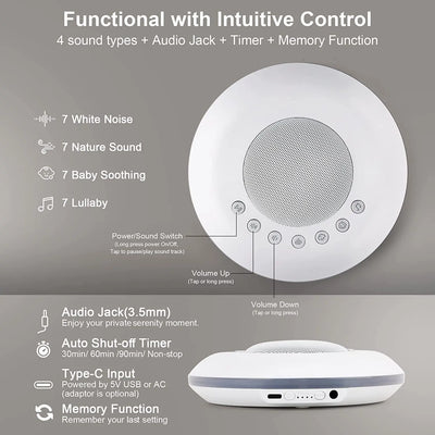 Baby White Noise Sound Machine Portable Sleep Aid Device - Smarsty