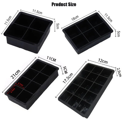 4/6/8/15/160 Grid Big Ice Tray Mold Giant Jumbo Large Food Grade Silicone Ice Cube Square Tray Mold DIY Ice Maker Ice Cube Tray - Smarsty