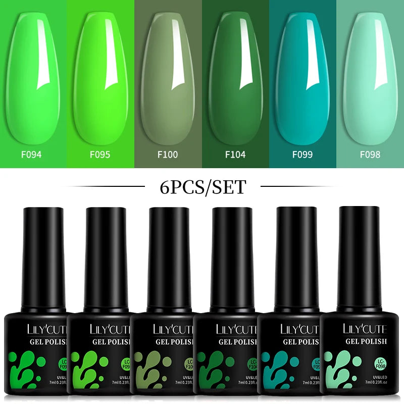 LILYCUTE 6Pcs Gel Nail Polish Kit Bright Pink - Smarsty