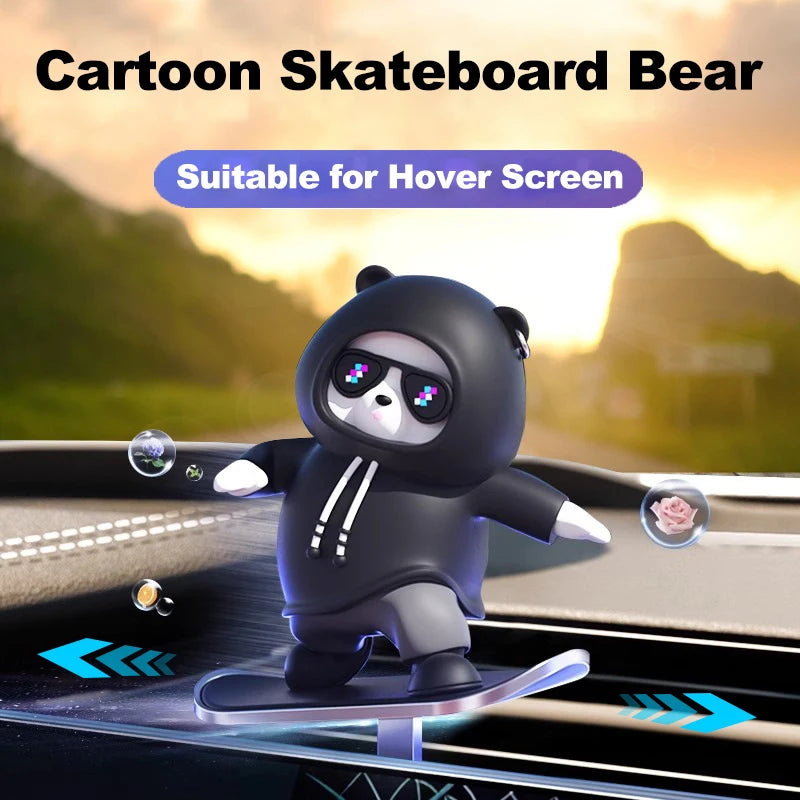 Car Center Console Ornament Bear Cartoon Alloy Sliding - Smarsty