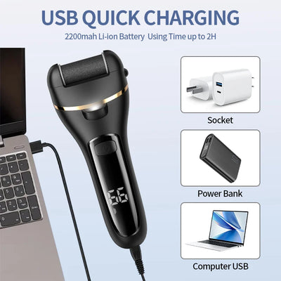 Rechargeable Electric Foot Grinder - USB Powered Callus Remover with Adjustable Speeds, for Men & Women's Pedicure and Self-Care - Smarsty