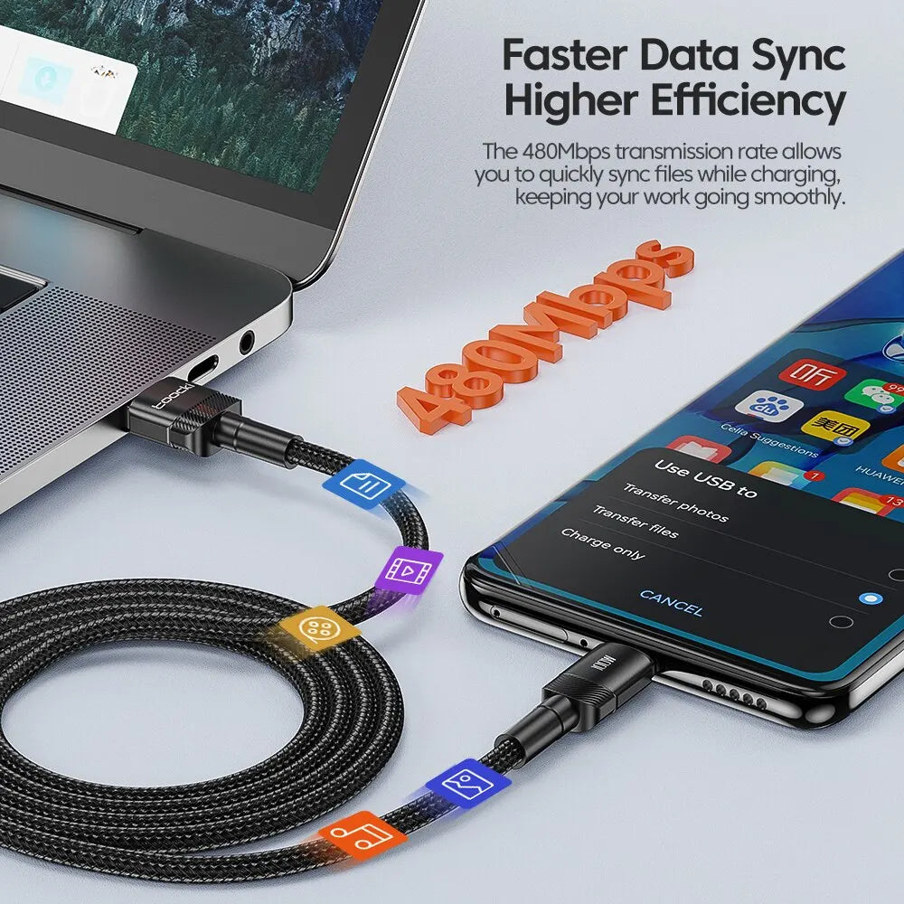Toocki USB Type C Cable Fast Charging USB C Charger Cord For iPhone 15 14 13 12 11 Huawei P40 P30 Realme Oppo Oneplus Power Bank - Smarsty