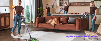Cordless Vacuum Cleaner, 55Kpa/500W/45min 10 in 1 Powerful Stick Lightweight Vacuum Cleaner for Home Pet Hair/Hard Floor/Carpet - Smarsty