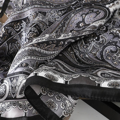 Bohemian Silk Square Scarf for Women Luxury Floral Print - Smarsty