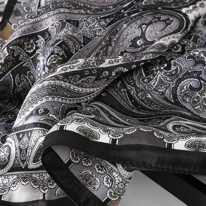 Bohemian Silk Square Scarf for Women Luxury Floral Print - Smarsty
