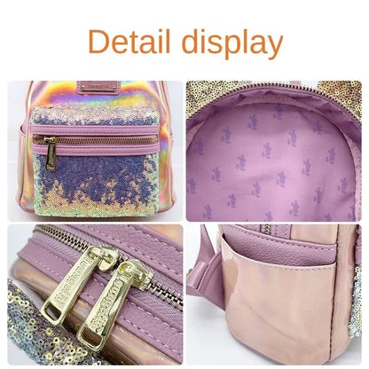 Stylish Pink PU Leather Minnie Mouse Shoulder Backpack - Smarsty