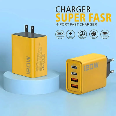 120W Four Port USB C Fast Charger PD Power Delivery - Smarsty
