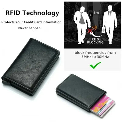 Large Capacity Double Layer ID Credit Card Holder Anti Rfid Blocking Protected Magic Wallet for Men Carbon Fiber Cardholder Case - Smarsty