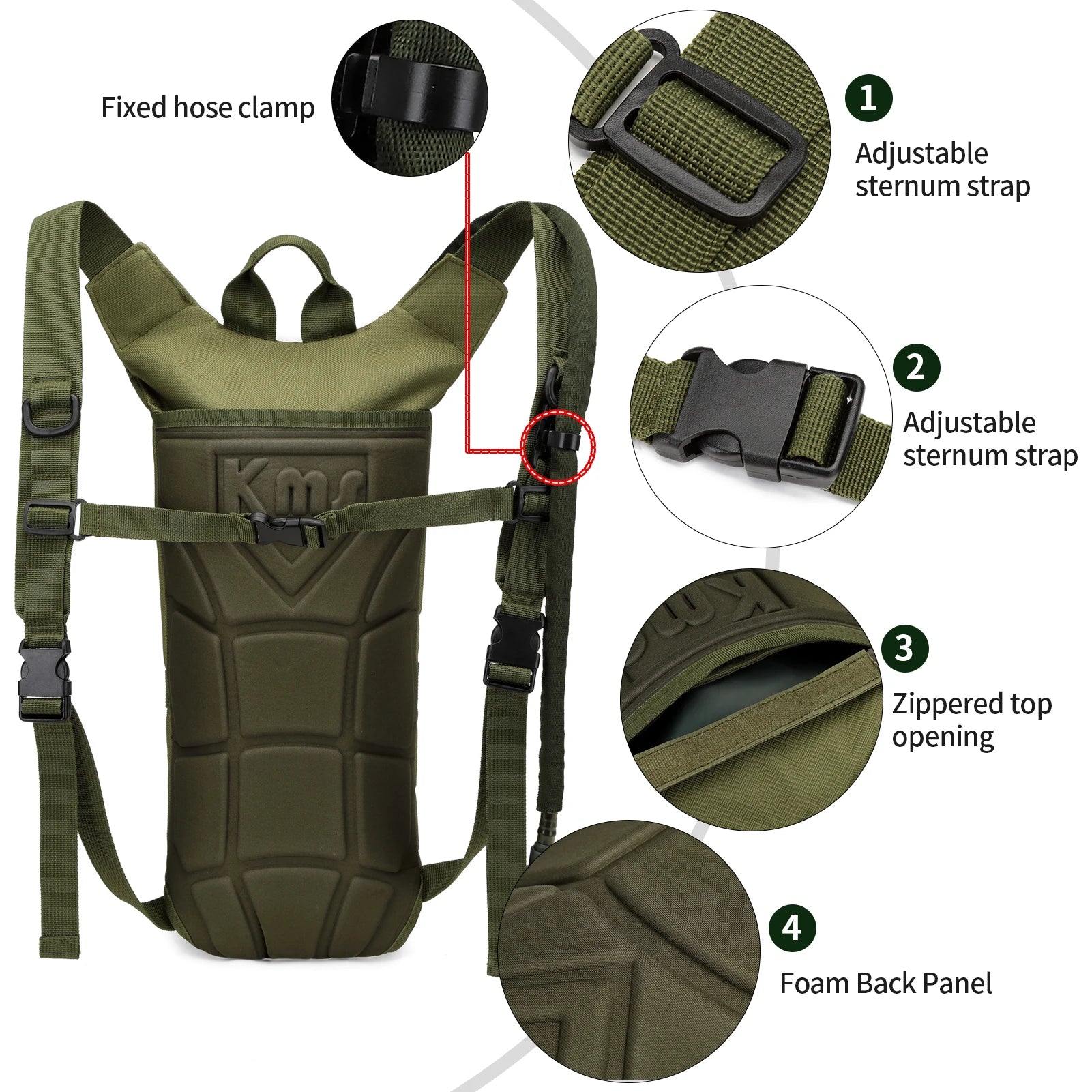 Tactical Water Hydration Pack - Military Class Camel Backpack with 3L Leakproof Water Bladder for Running, Jogging, Cycling - Smarsty
