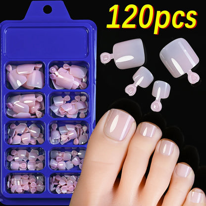 120Pcs French Fake Toenails in 9 Colors for Summer Style - Smarsty