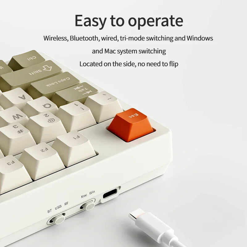 Tri Mode Gaming Keyboard With Hot Swap 104 Keys Gasket