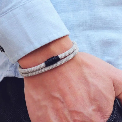 Double Layer Magnetic Buckle Men's Survival Bracelet - Smarsty