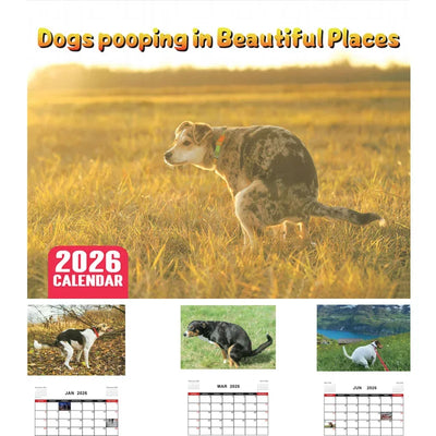 2026 Pooping Dog Calendar-Year Monthly Planner & Agenda Schedule Organizer Wall Calendar Funny Party Gag Gifts for Friends - Smarsty