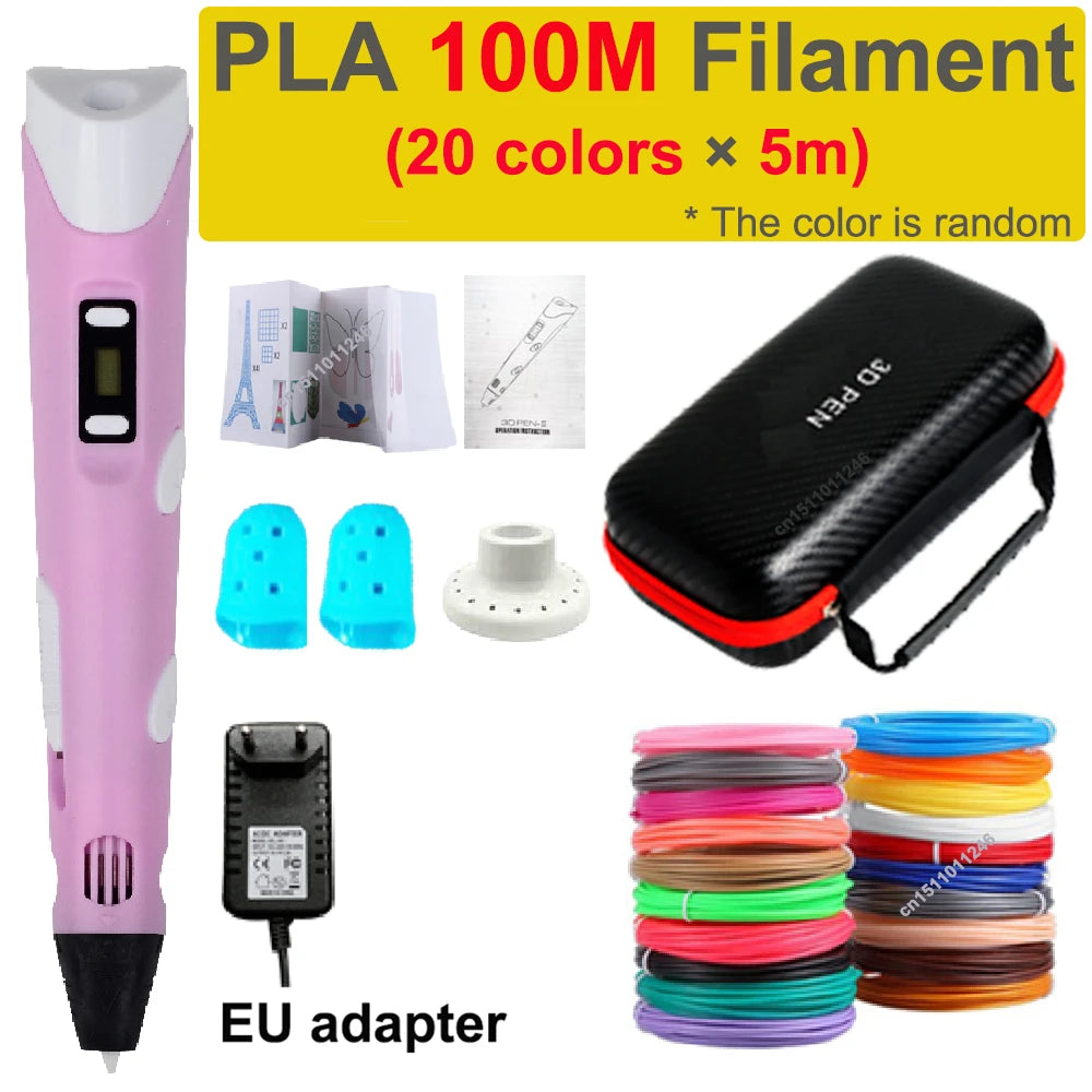 3D Pen 3d Printing Pen Children DIY Drawing Pens PLA Filament Birthday Christmas Boys Girls Gift For Kids With Travel Case - Smarsty
