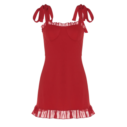 Hugcitar Elegant Solid Slips Ruffles Backless Bandage Patchwork Sexy Slim Mini Dress Summer Women Outfits Party Beach Festival - Smarsty