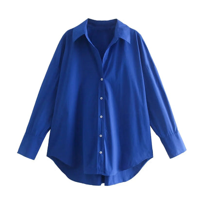 MUJER Women Shirt Multicolour Button Up Shirt Women Summer Long Sleeve Top Female Streetwear Oversize Shirts And Blouses Women - Smarsty