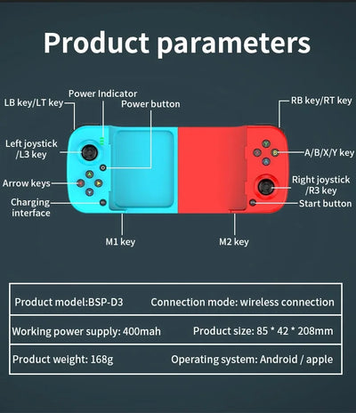 Stretchable Wireless Bluetooth Gamepad for Mobile Gaming - Smarsty