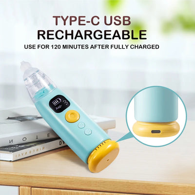 Electric Baby Nose Vacuum Cleaner Adjustable Infant Nasal Aspirator Rechargeable with 3 Silicone Nozzles for Newborns Toddlers - Smarsty