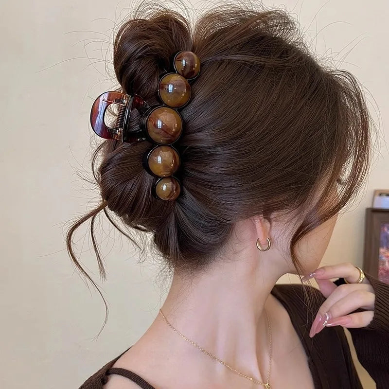 Retro Gradient Beaded Hair Claw 11cm Secure Hold For Women - Smarsty