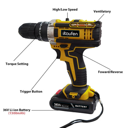 Multifunctional 21V rechargeable impact drill lithium battery cross-border flashlight gun drill electric screwdriver electric dr
