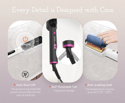 OUDIM Ionic Hair Straightener Brush with Six Temperature Settings - Smarsty