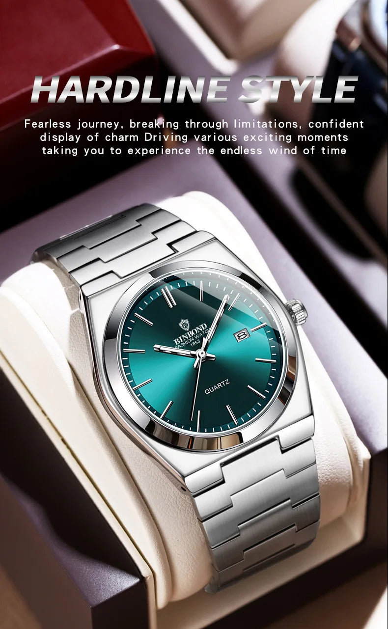 Luxury Stainless Steel Men's Watch with Double Calendar - Smarsty