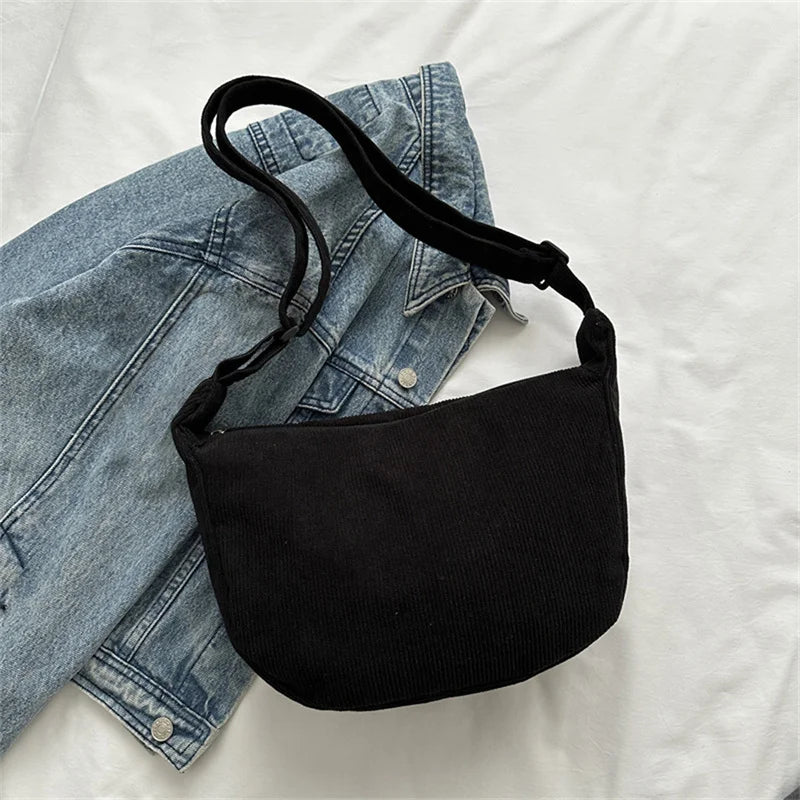 Corduroy Shoulder Bag Minimalist Crossbody For Women - Smarsty