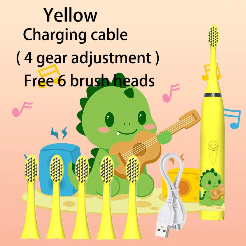 Child's Rechargeable Sonic Electric Toothbrush With Replacement Heads - Smarsty
